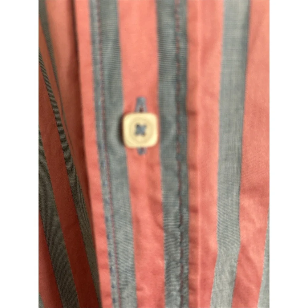 Bugatchi Long Sleeve Button Up Shirt Flip Cuff  Stripe Men's Large Shaped Fit‎